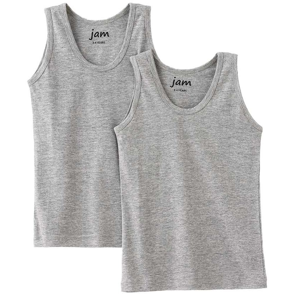 Jam - 2pc-Set - Boy's Soft Cotton Sleeveless Vests - Grey