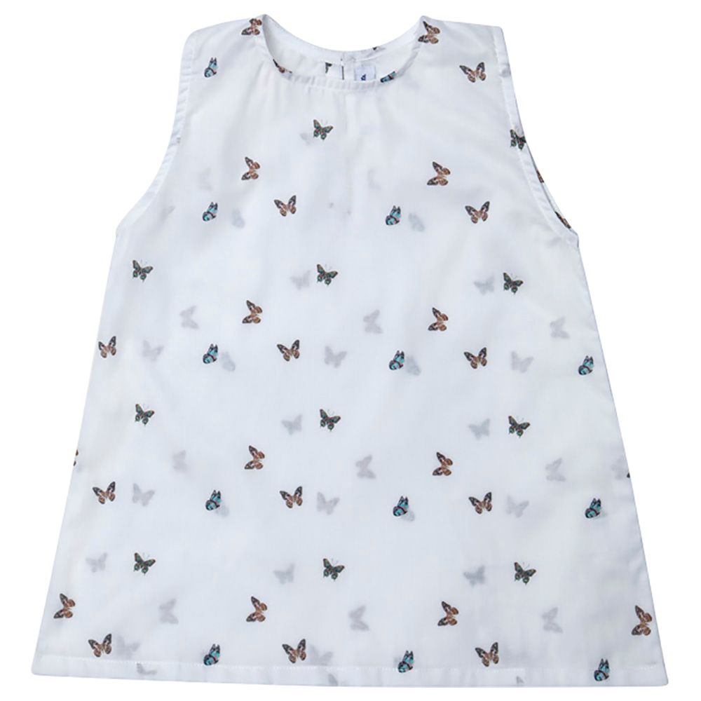 Jules & Juliette - Fleur Sleeveless Baby Blouse - White Butterfly