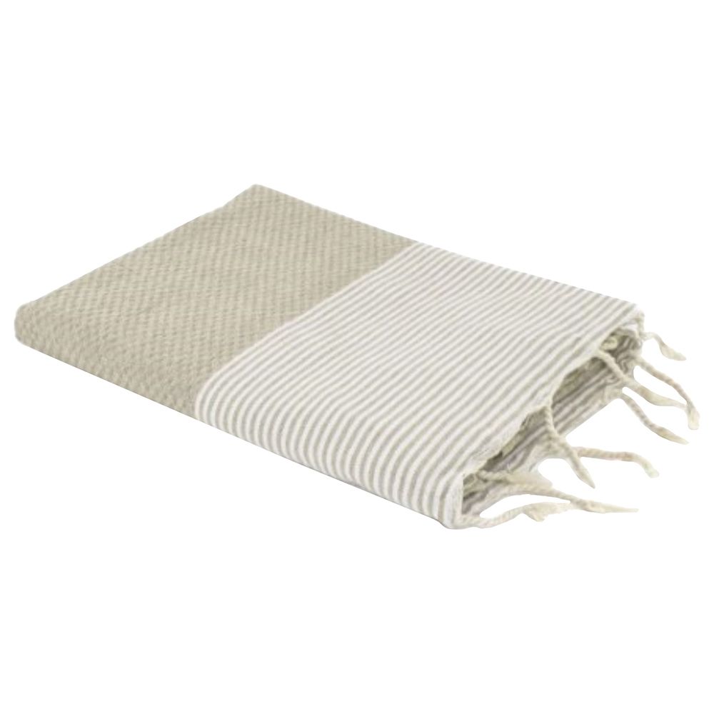 Hammam Corner - 100% Recycled Cotton Honeycomb Beach Towel - Beige