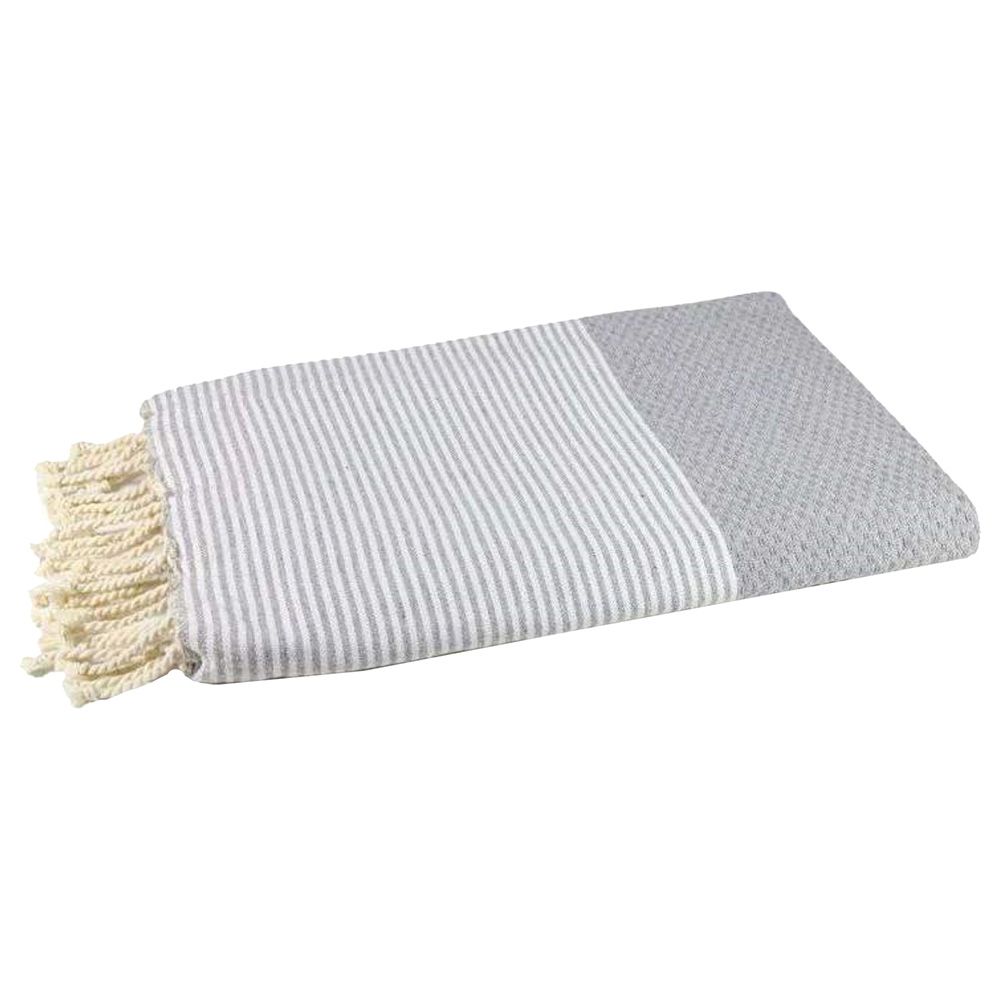 Hammam Corner - 100% Recycled Cotton Honeycomb Beach Towel - Grey