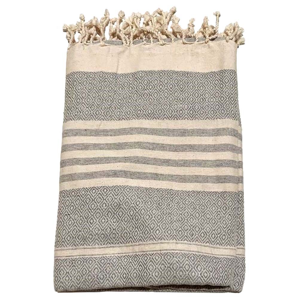 Hammam Corner - 100% Recycled Cotton Diamond Beach Towel - Grey