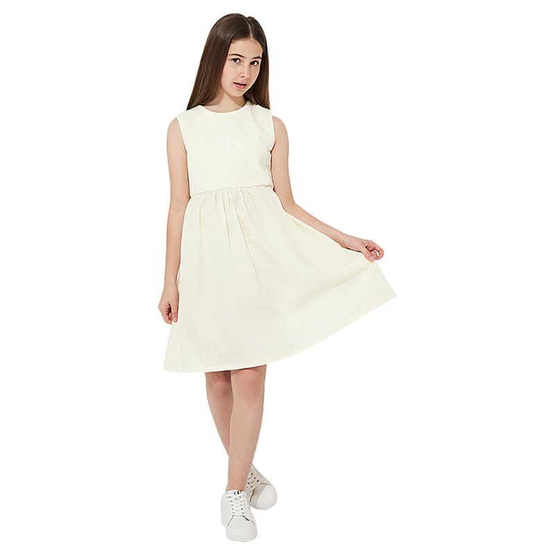 Calvin Klein - Iridescent Monogram Mixm Dress - White