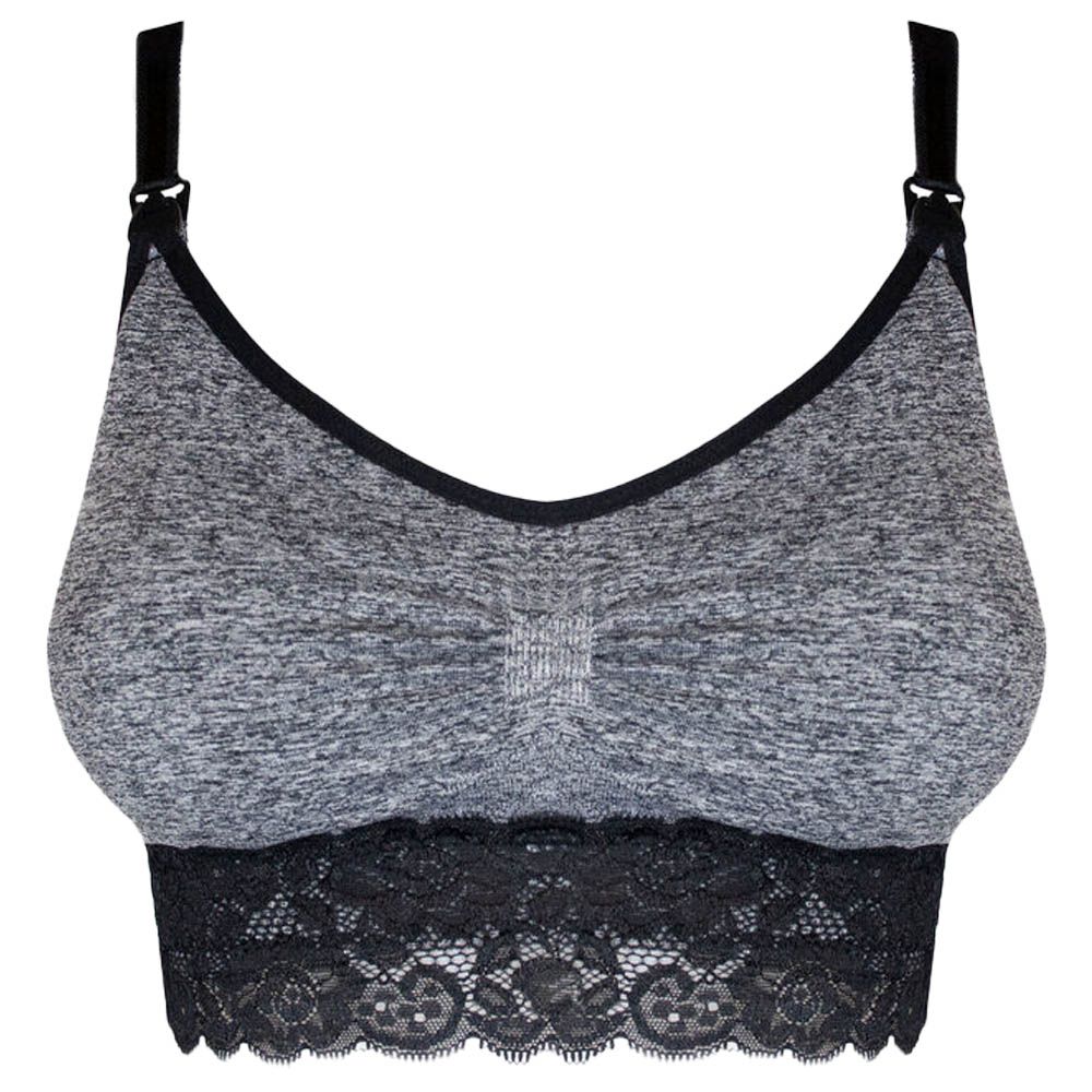 Klynn-Magic Bodyfashion - Mommy Nursing Lace Bra - Black/Grey