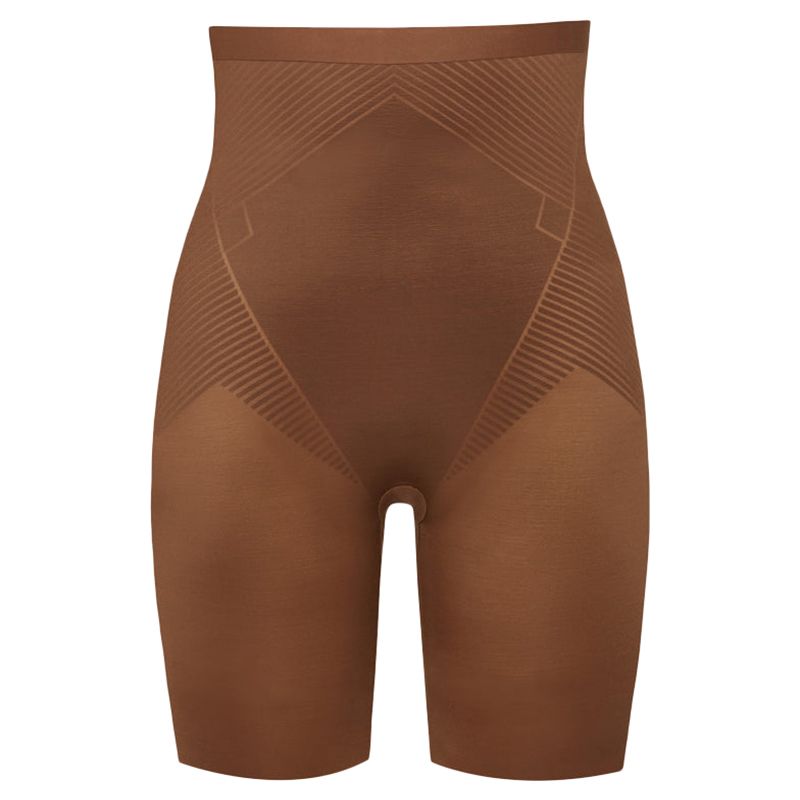 Klynn-Spanx - High-Waisted Mid-Thigh Shorts - Brown