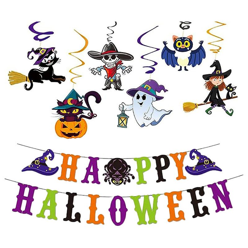 Brain Giggles - Happy Halloween Banner & Swirls Party Decoration