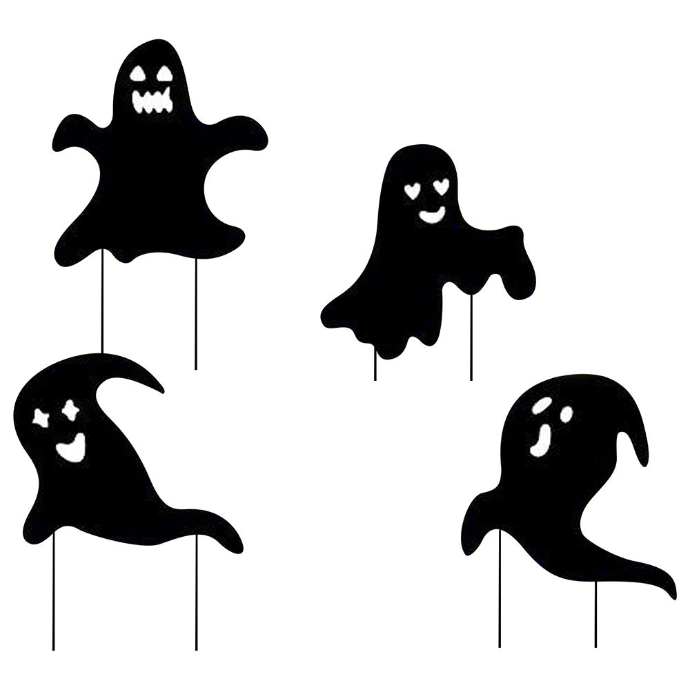 Brain Giggles - Halloween Yard Decoration Ghost Signs - 4pcs