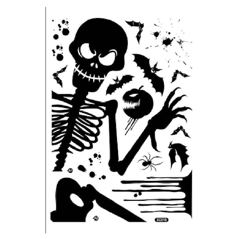 Brain Giggles - Halloween Skeleton Window Wall Sticker - Black