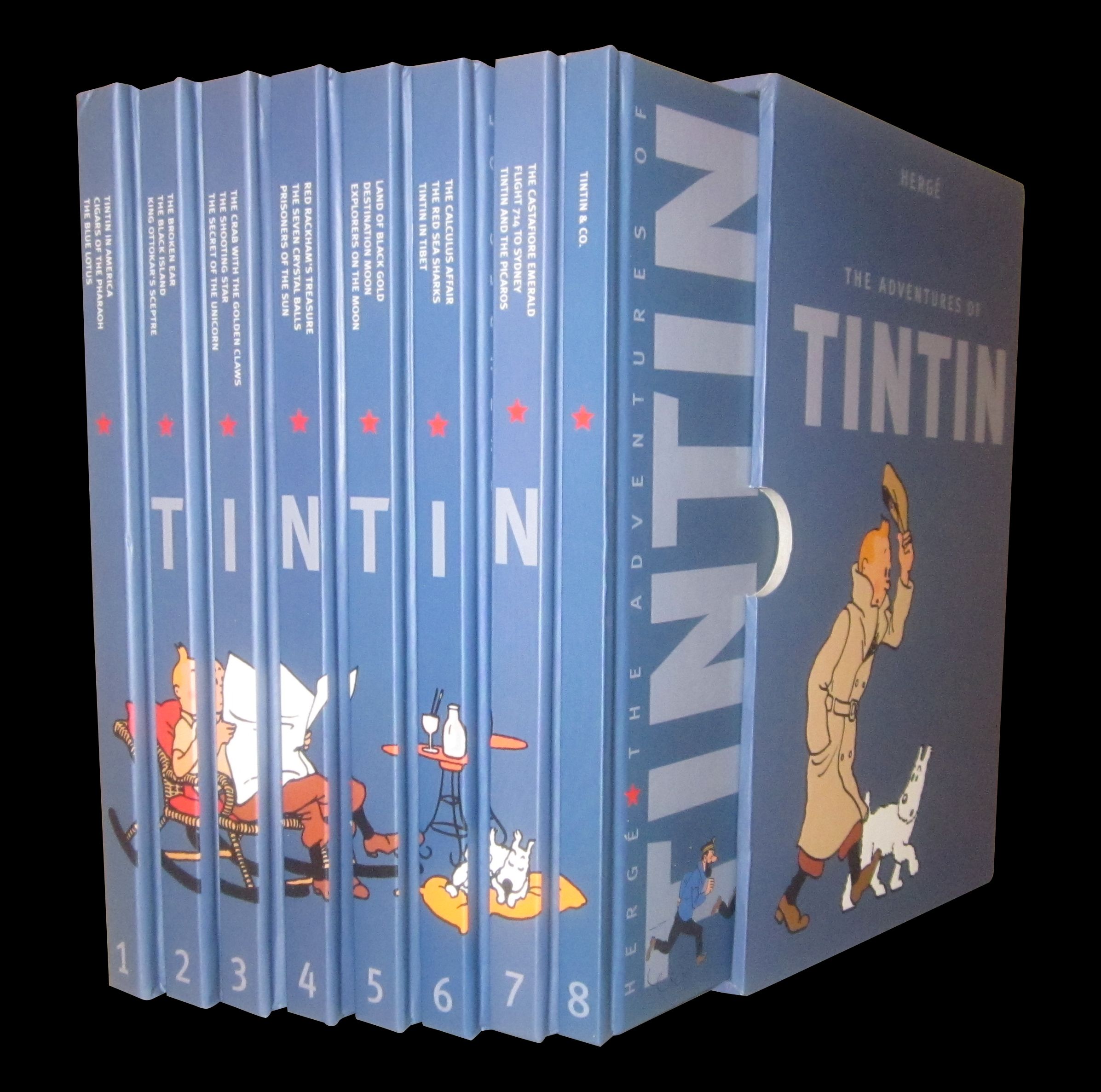 The Complete Adventures of Tintin Collection 8 Books Gift Set Coloured