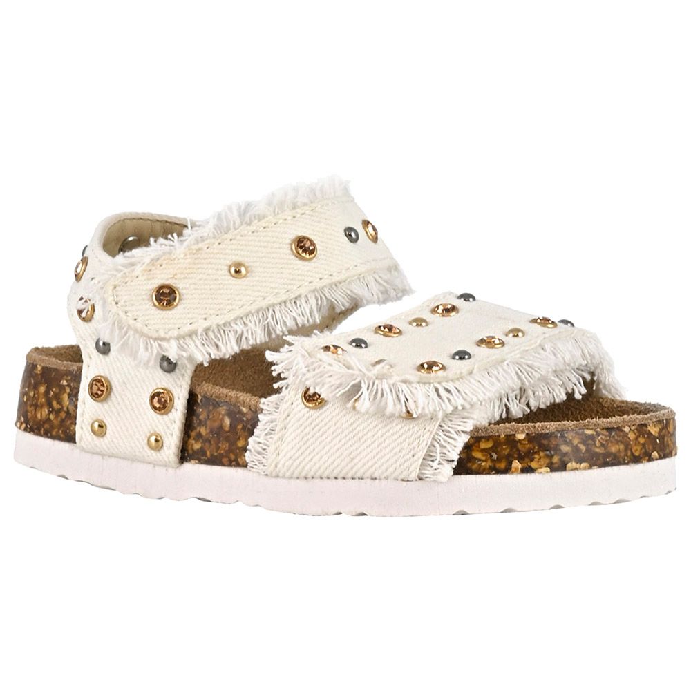 Colors of California - Denim And Studs Baby Sandal - White