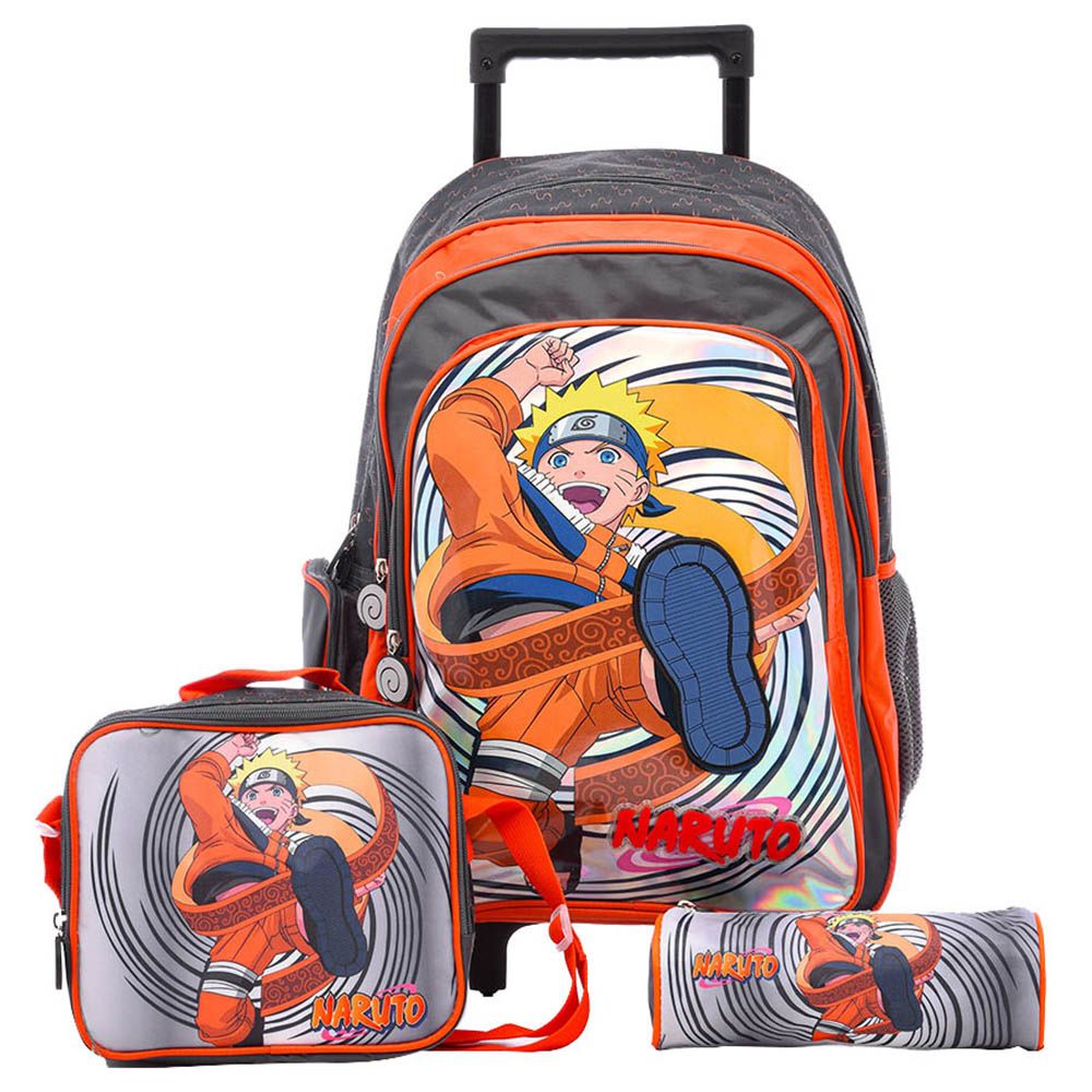 Naruto - Trolley Bag 18-inch Lunch Bag And Pencil Case - Black