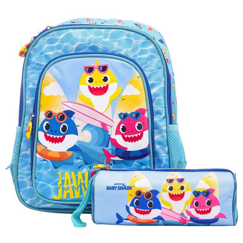 Baby Shark - Back Pack 12-inch With Pencil Case - Blue