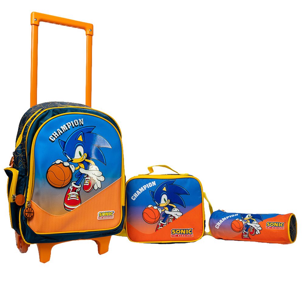 Sonic - Trolley Bag 14-inch With Lunch Bag And Pencil Case - Blue