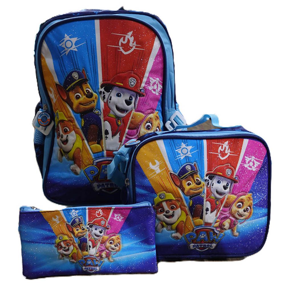 Paw Patrol - Trolley Bag 16-inch With Lunch Bag And Pencil Case - Blue