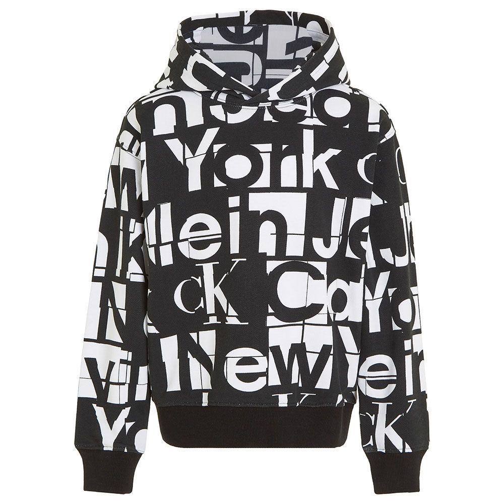 Calvin Klein - Grid All Over Print Hoodie - White/Black