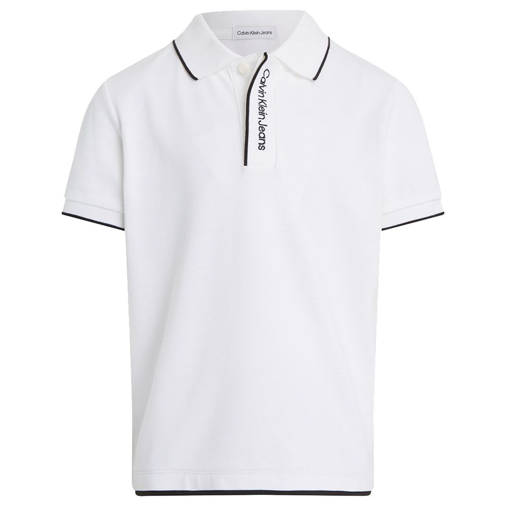 Calvin Klein - Intarsia Logo Polo Shirt - White