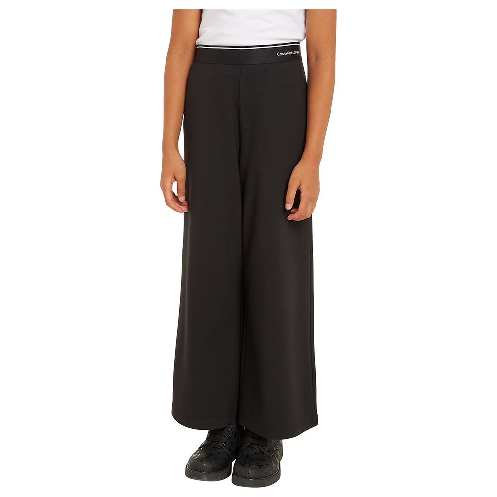 Calvin Klein - Logo Tape Wide Leg Punto Pants - Black