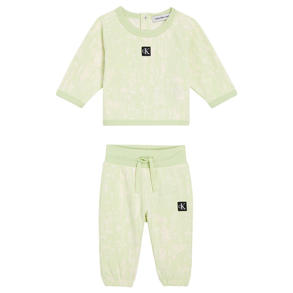 Calvin Klein - 2pc-Set Earthy Crinkle Printed Set - Green