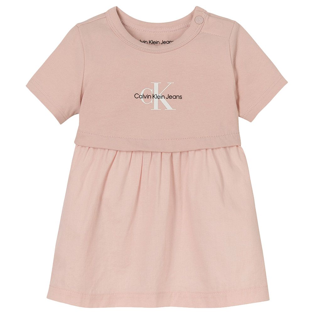 Calvin Klein - Monogram Logo Short Sleeves Dress - Pink