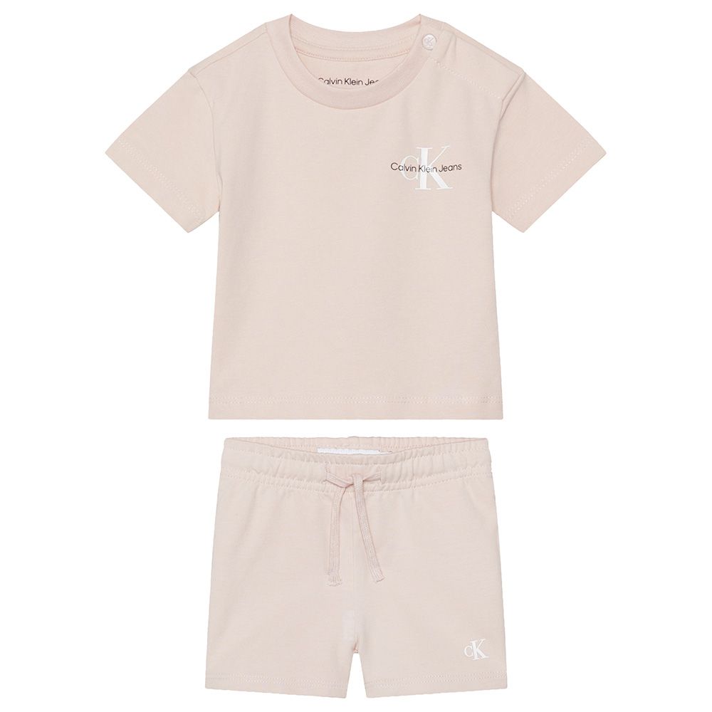 Calvin Klein - 2pc-Set - Monogram Logo T-Shirt And Shorts - Pink