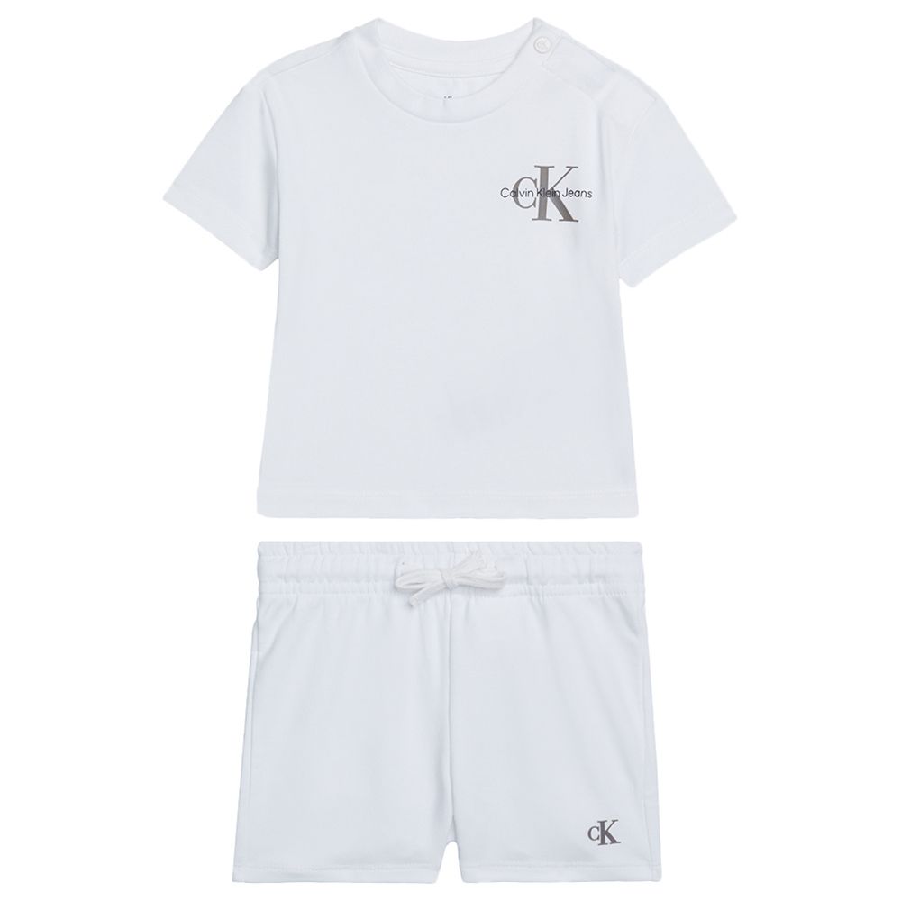 Calvin Klein - 2pc-Set - Monogram Logo T-Shirt And Shorts - White