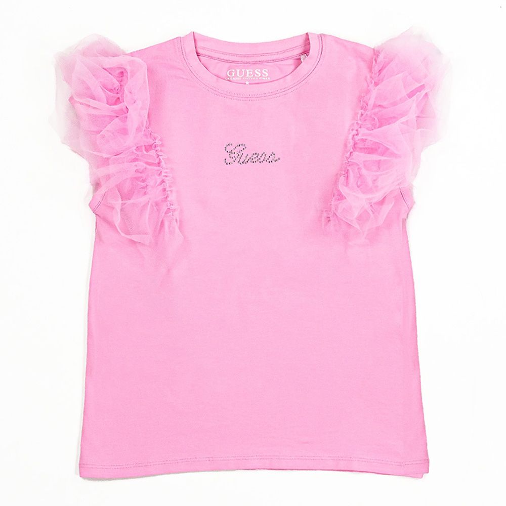 Guess - Girl's Frill Sleeve T-Shirt - Soft Rose