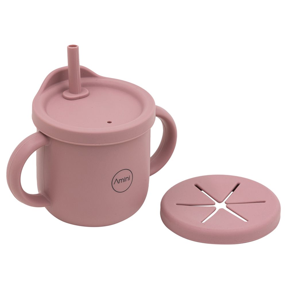 A'ish Home - Silicone Water & Snack Cup - Dark Pink - 230 ml