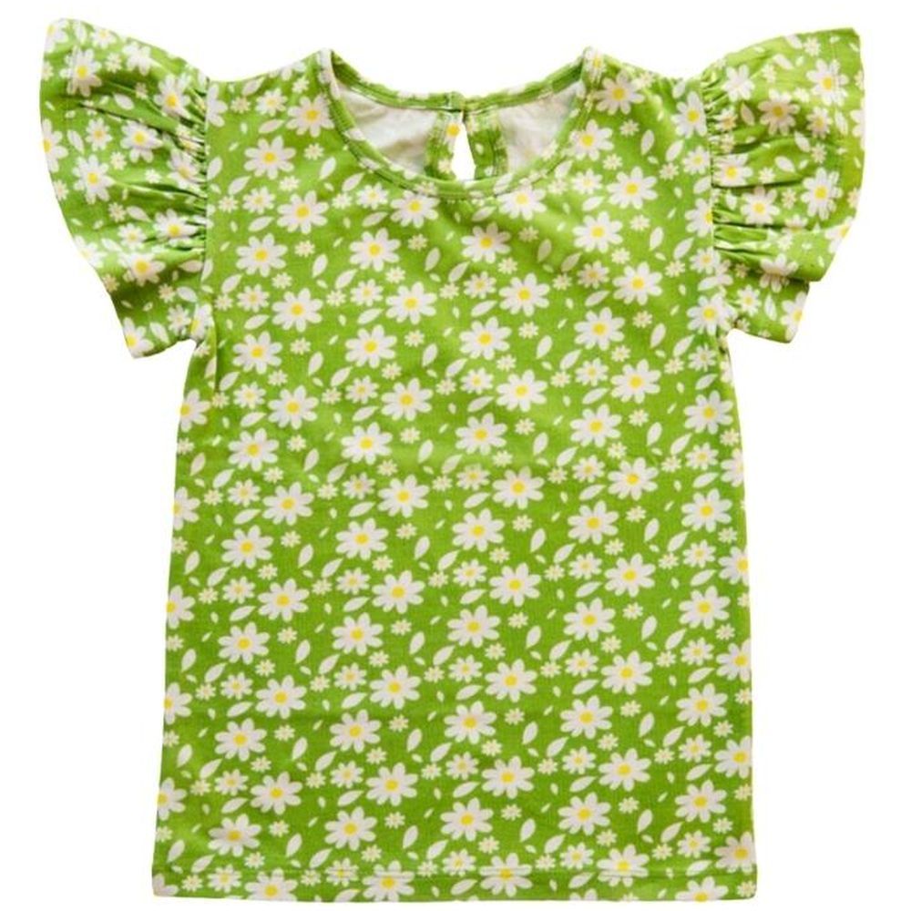 Ola Otter - Girl's Flutter Sleeve Top - Breezy Daisy