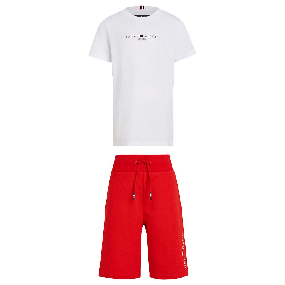 Tommy Hilfiger - 2pc-Set - Essential Logo T-Shirt And Shorts - Red