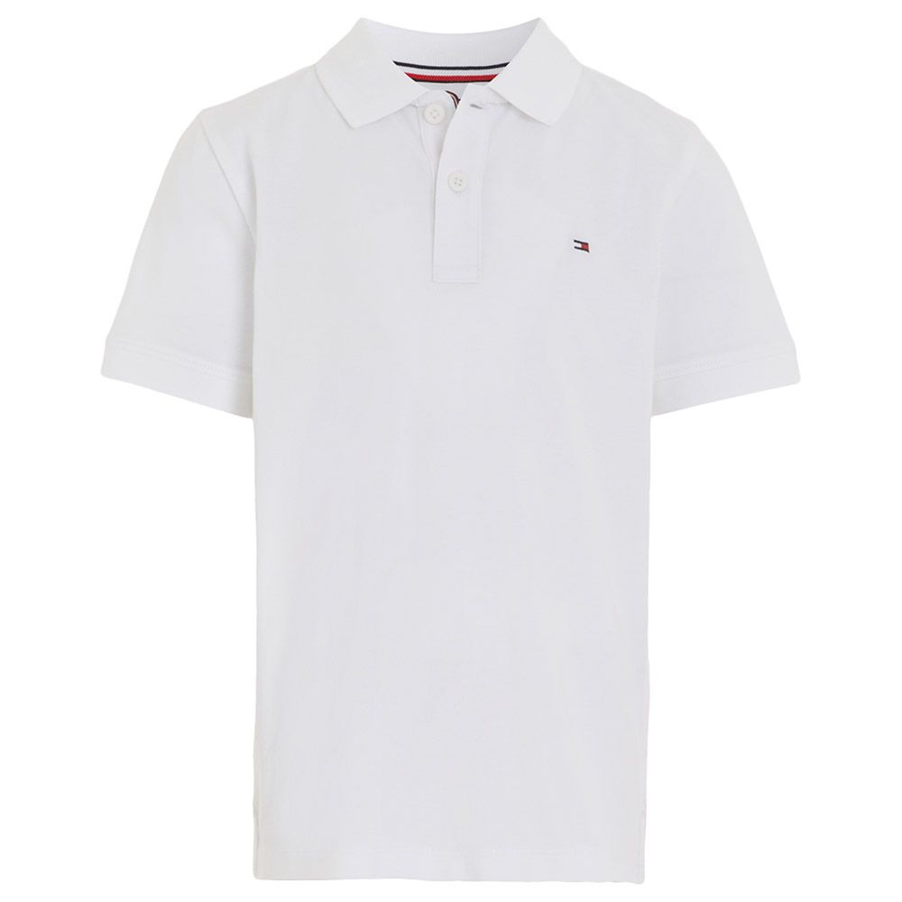 Tommy Hilfiger - Flag Embroidery Short Sleeves Polo Shirt - White