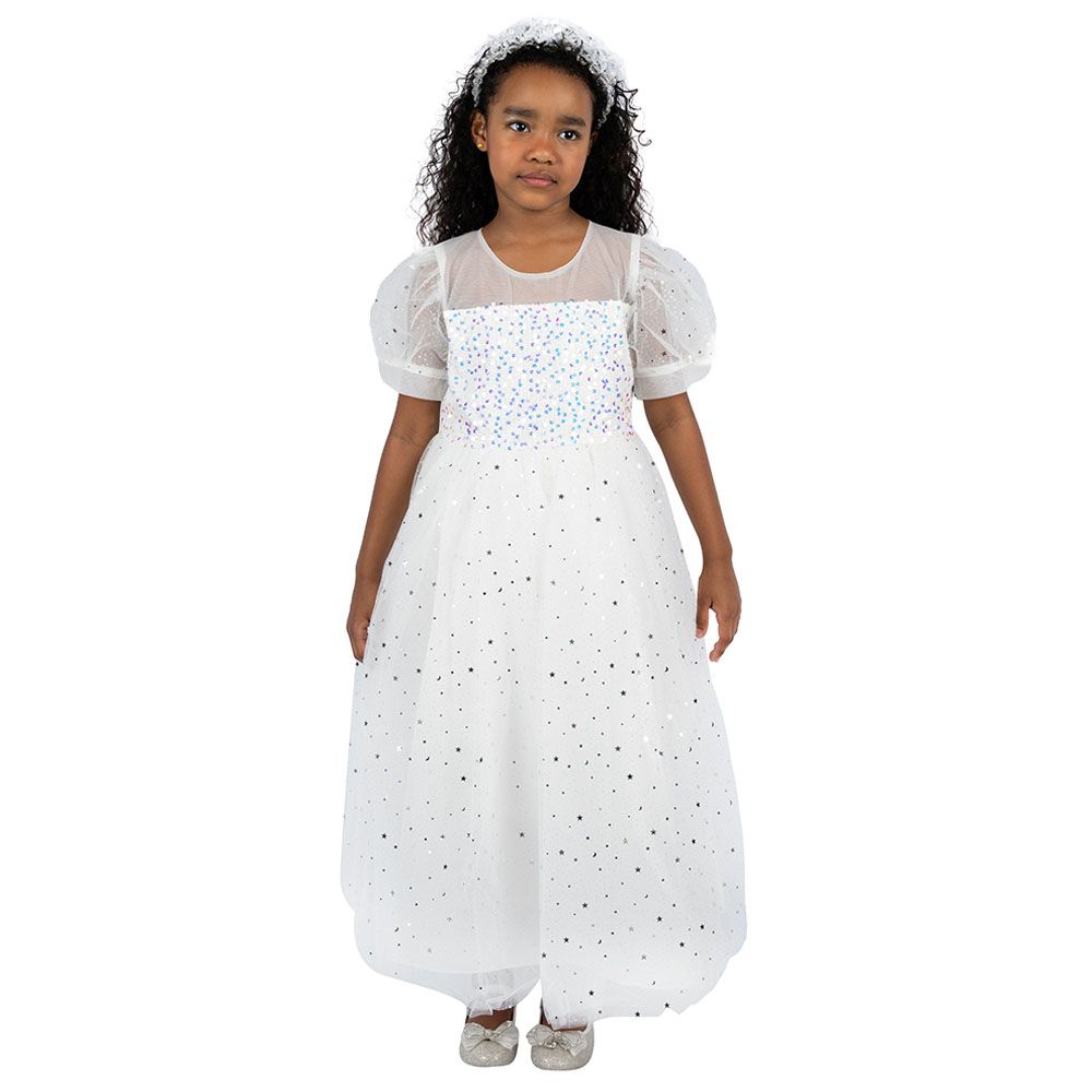 D' Daniela - Sequin Stars Party Dress - White