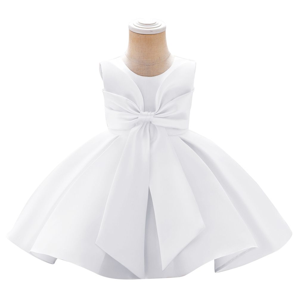 D' Daniela - Fluffy Party Dress w/ Bow In Front - White