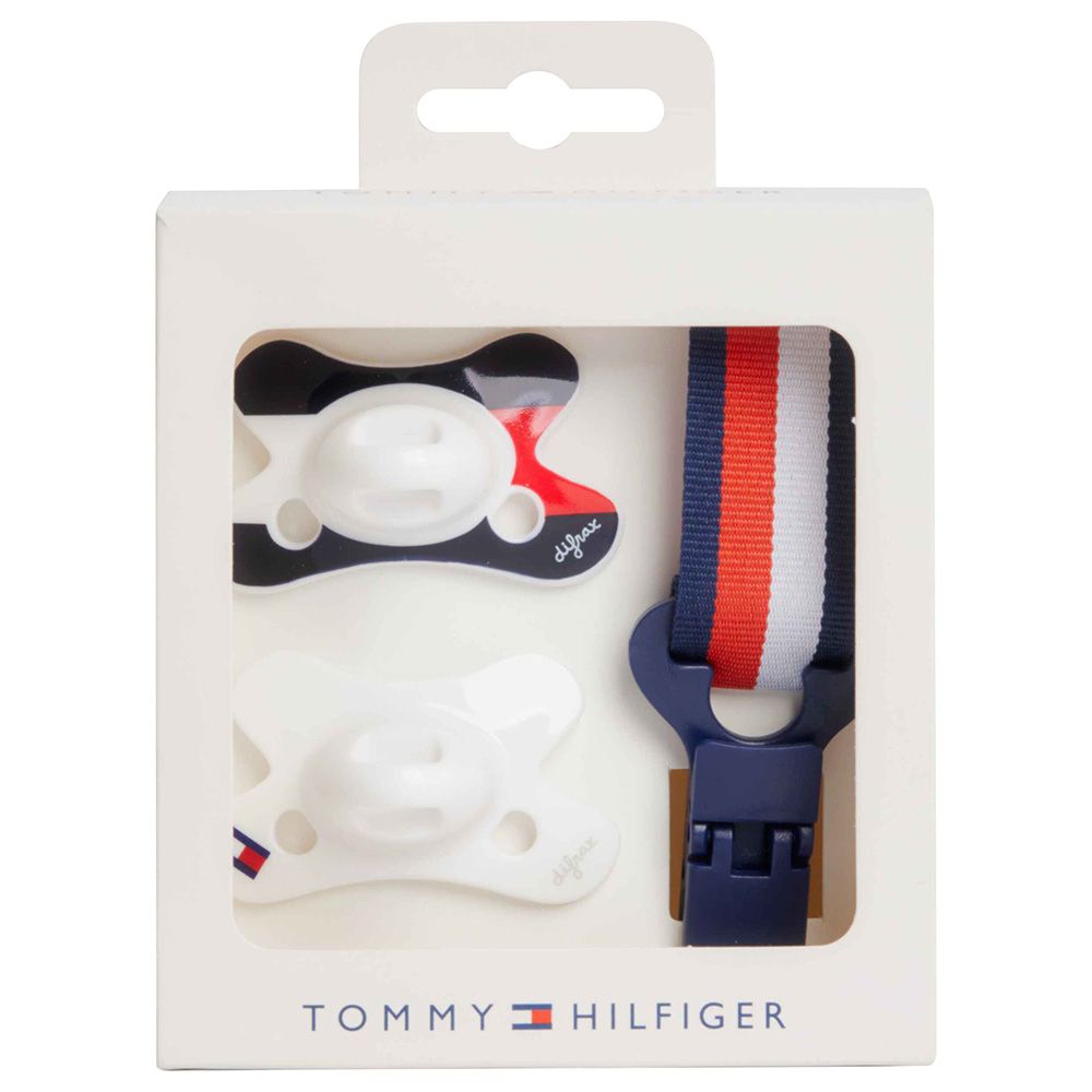 Tommy Hilfiger - Baby Dummy Pacifier With Clip - White - 3Pcs