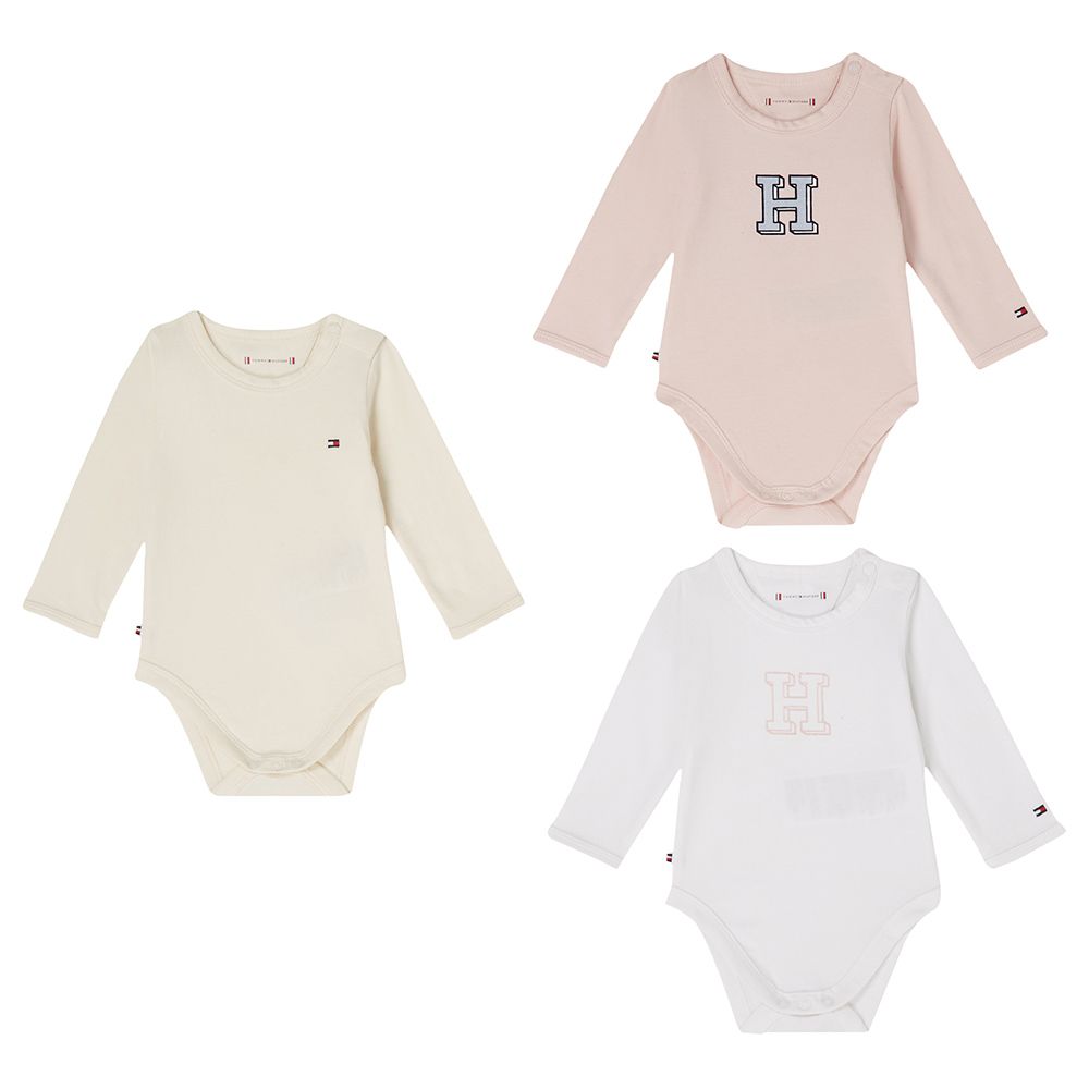 Tommy Hilfiger - 3pc-Set - Baby Bodysuit Giftbox - Pink/White/Beige