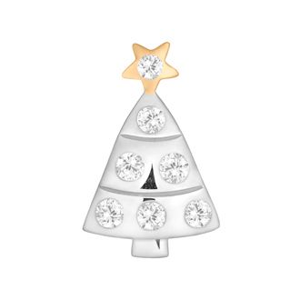 Petite Christmas tree in silver with gold plated star and CZ