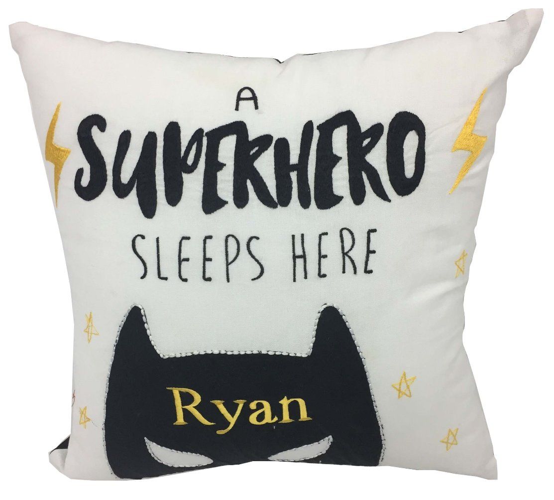 Little West Street - Superhero Sleeps Here Personalised Pillow