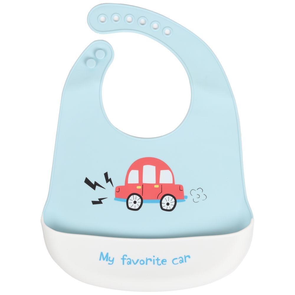 Little Angel - My Favourite Car Baby Silicon Bib - Sky Blue