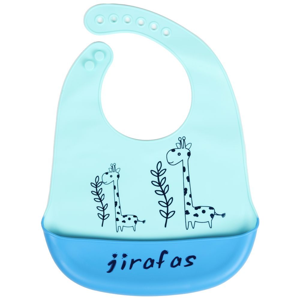 Little Angel - Jirafas Baby Silicon Bib - Sky Blue