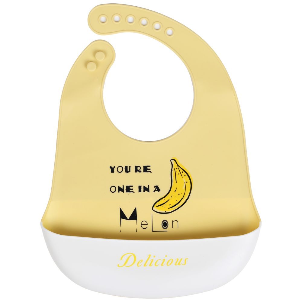 Little Angel - You're One In A Melon Baby Silicon Bib - Yellow/White