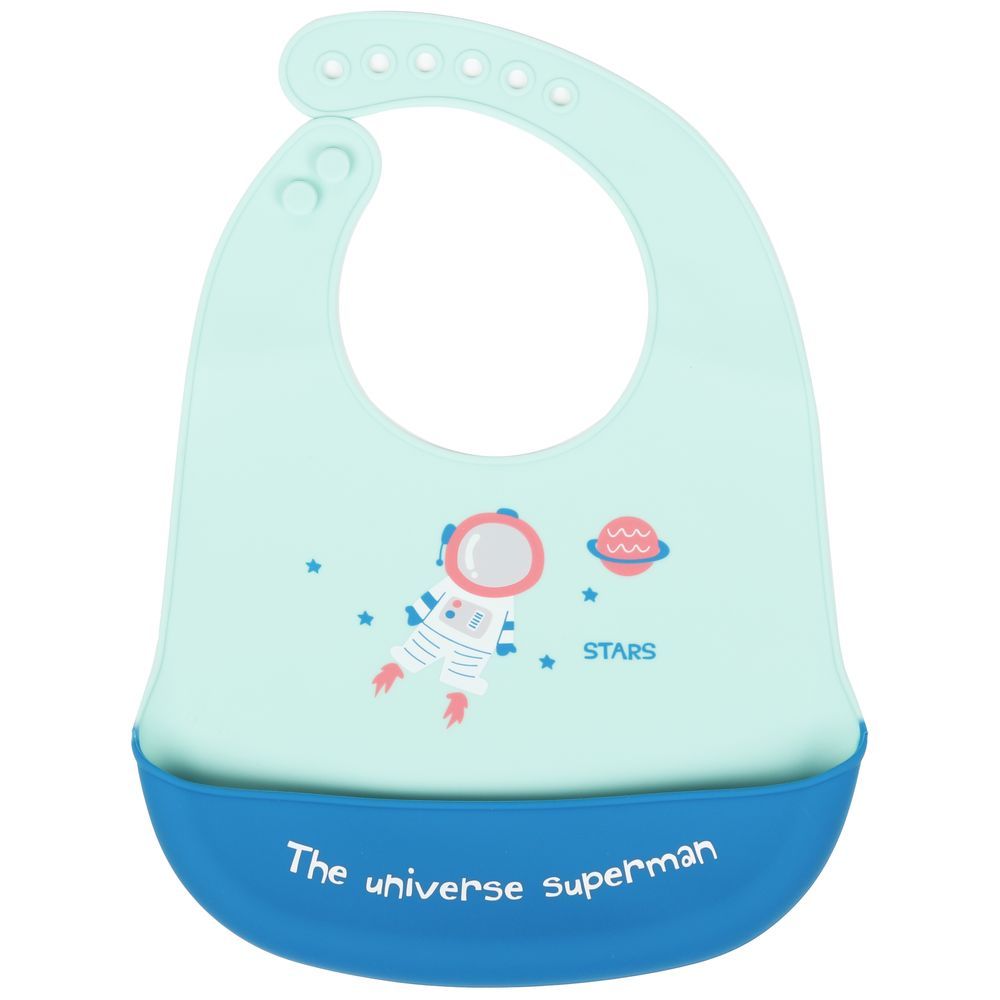 Little Angel - The Universe Superman Baby Silicon Bib - Blue