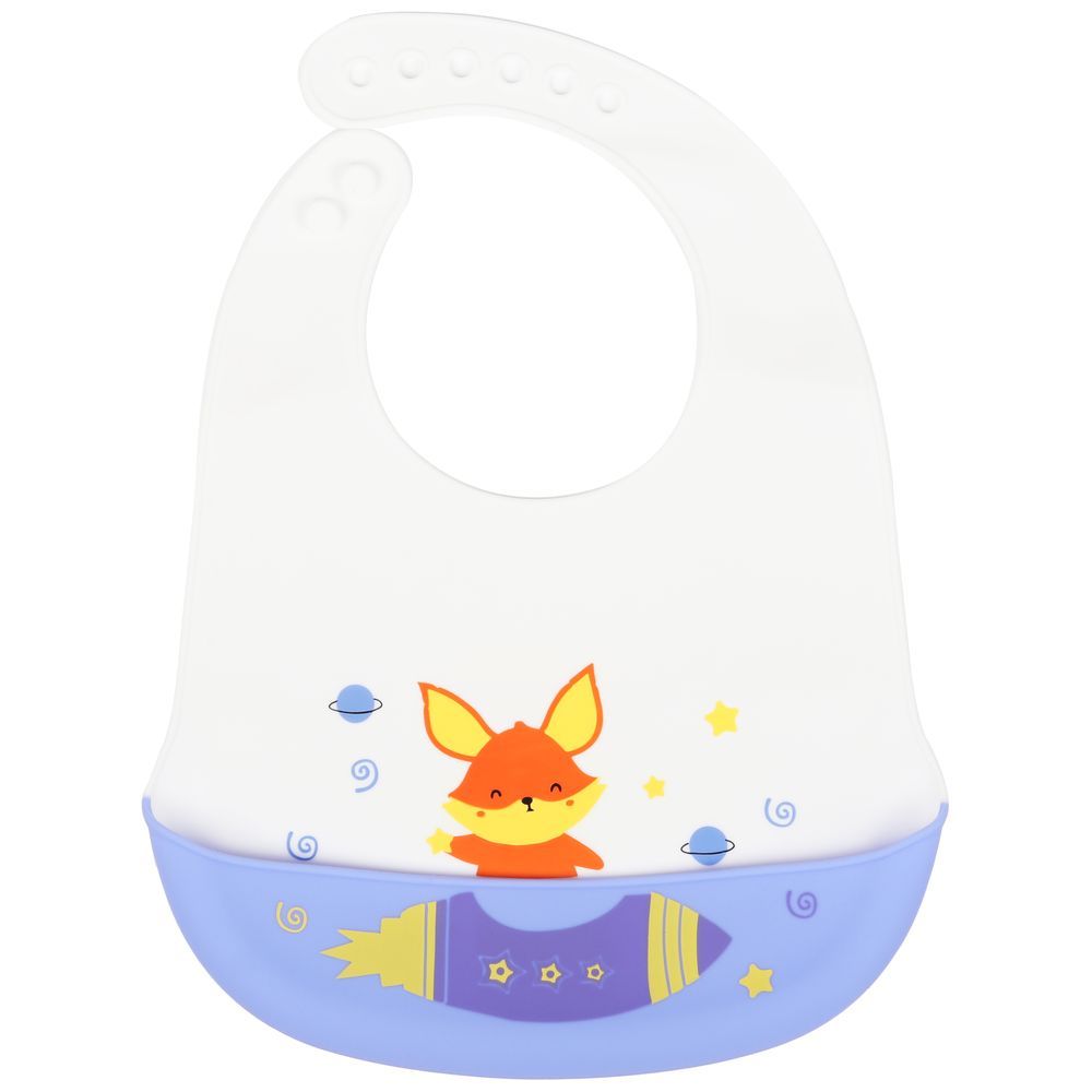 Little Angel - Baby Silicon Bib - Fox - White/Purple