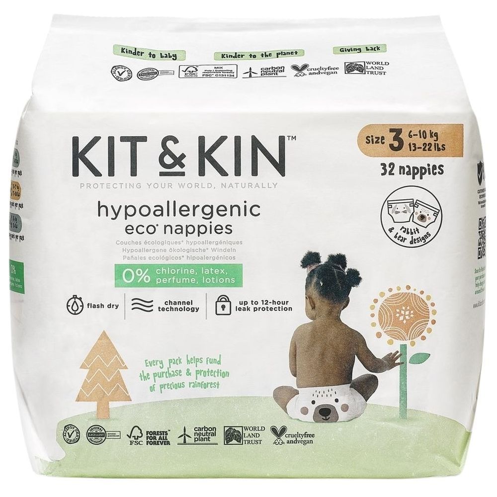 Kit & Kin - Eco Diapers Size 3-6-10kg - 32 Diapers