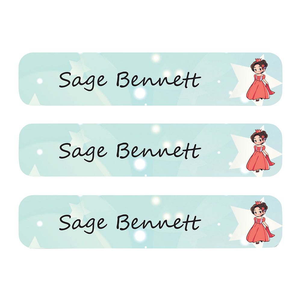 Ladybug Labels - Personalized Waterproof Large Labels - Rose Princess - 30pcs