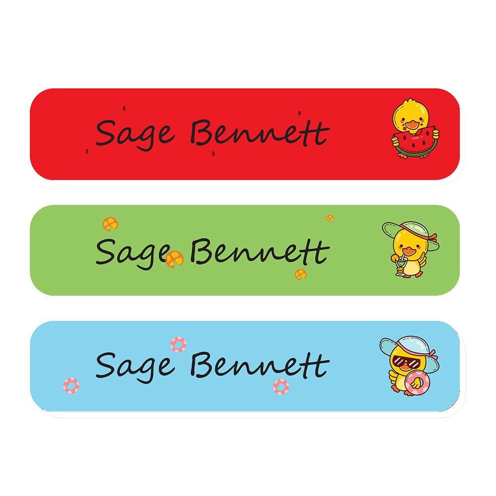 Ladybug Labels - Personalized Waterproof Large Labels - Cute Ducky - 30pcs