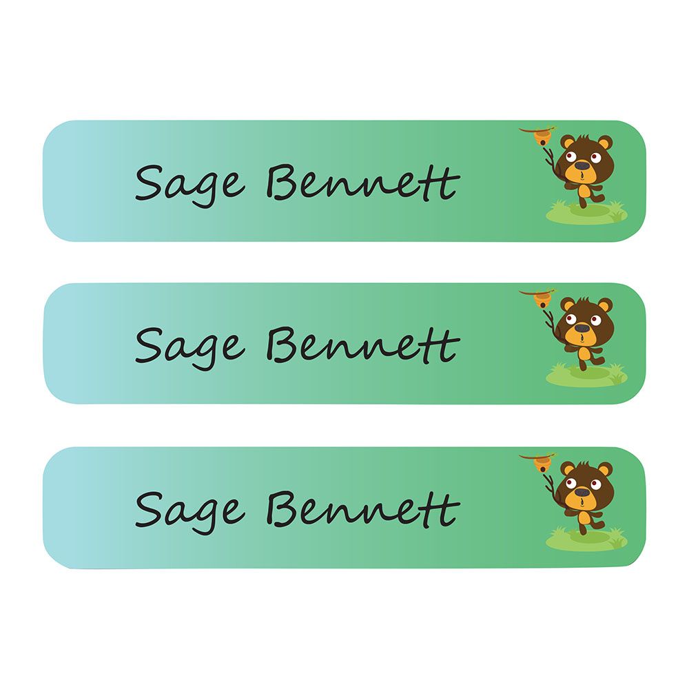 Ladybug Labels - Personalized Waterproof Large Labels - Honey & Bear - 30pcs