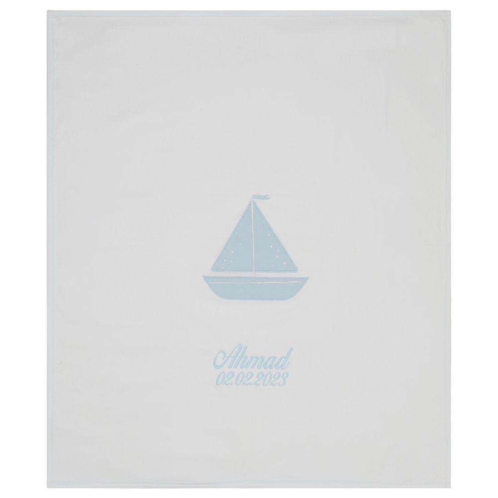 Little IA - Organic Cotton Sailboat Blanket - White