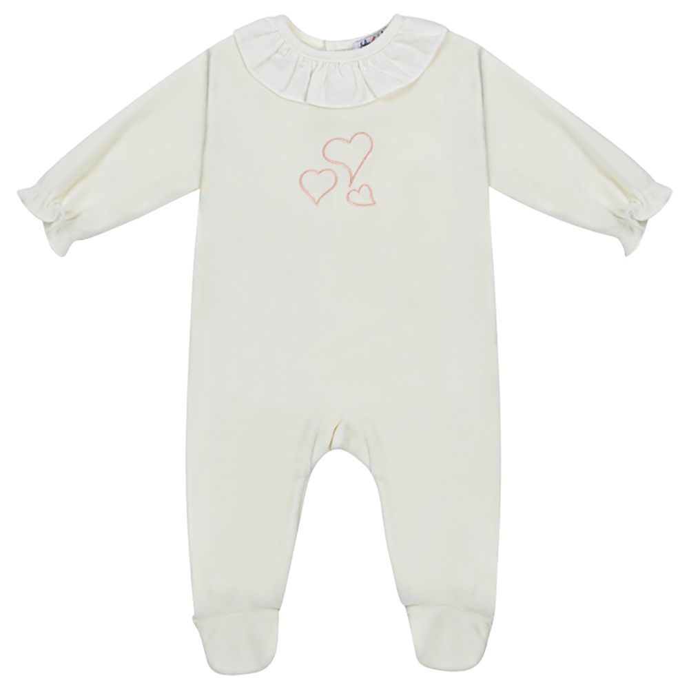 Jules & Juliette - Lovey Baby Footed Sleepsuit - Off-White