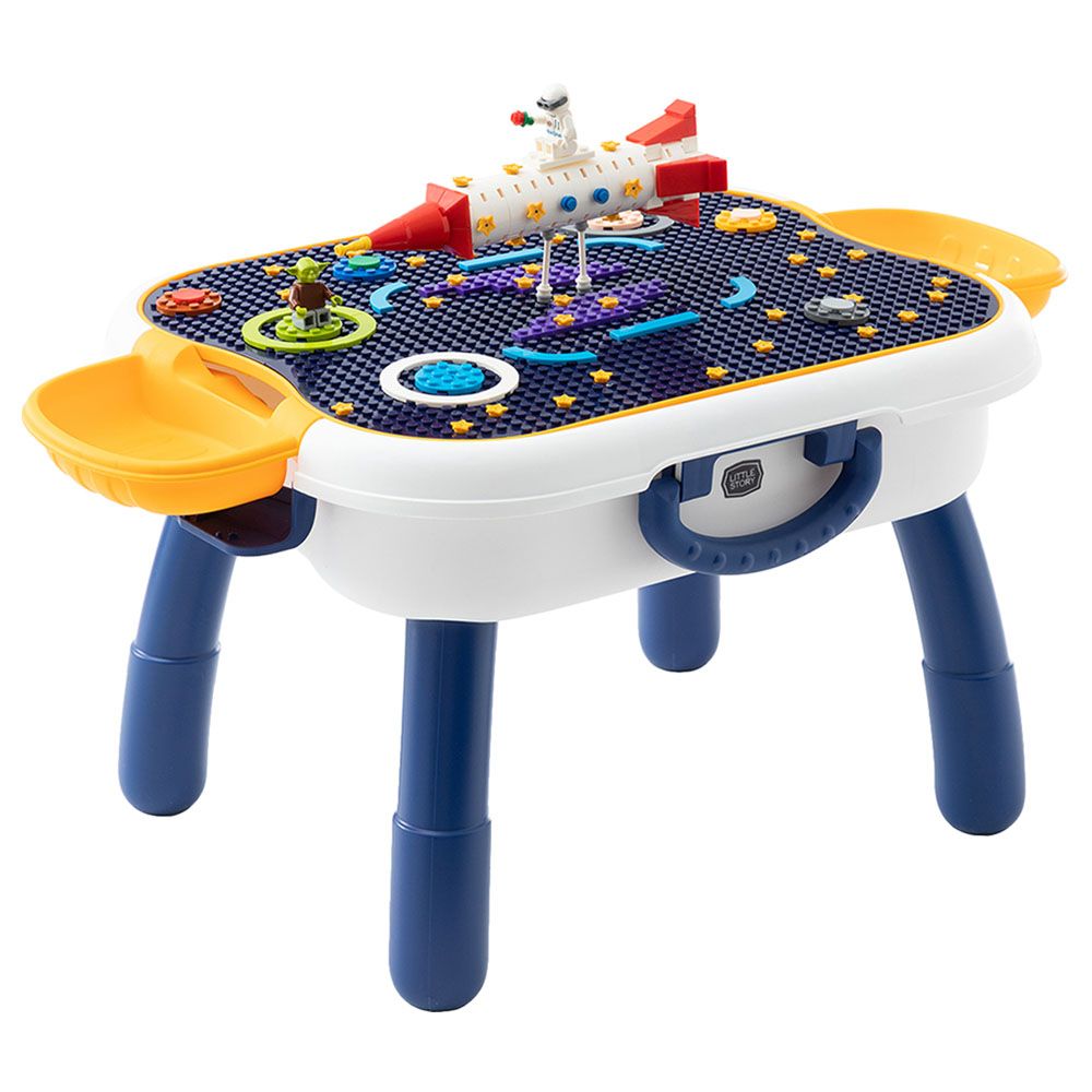 Little Story - 4-in-1 Block Activity Table With Blocks - Blue