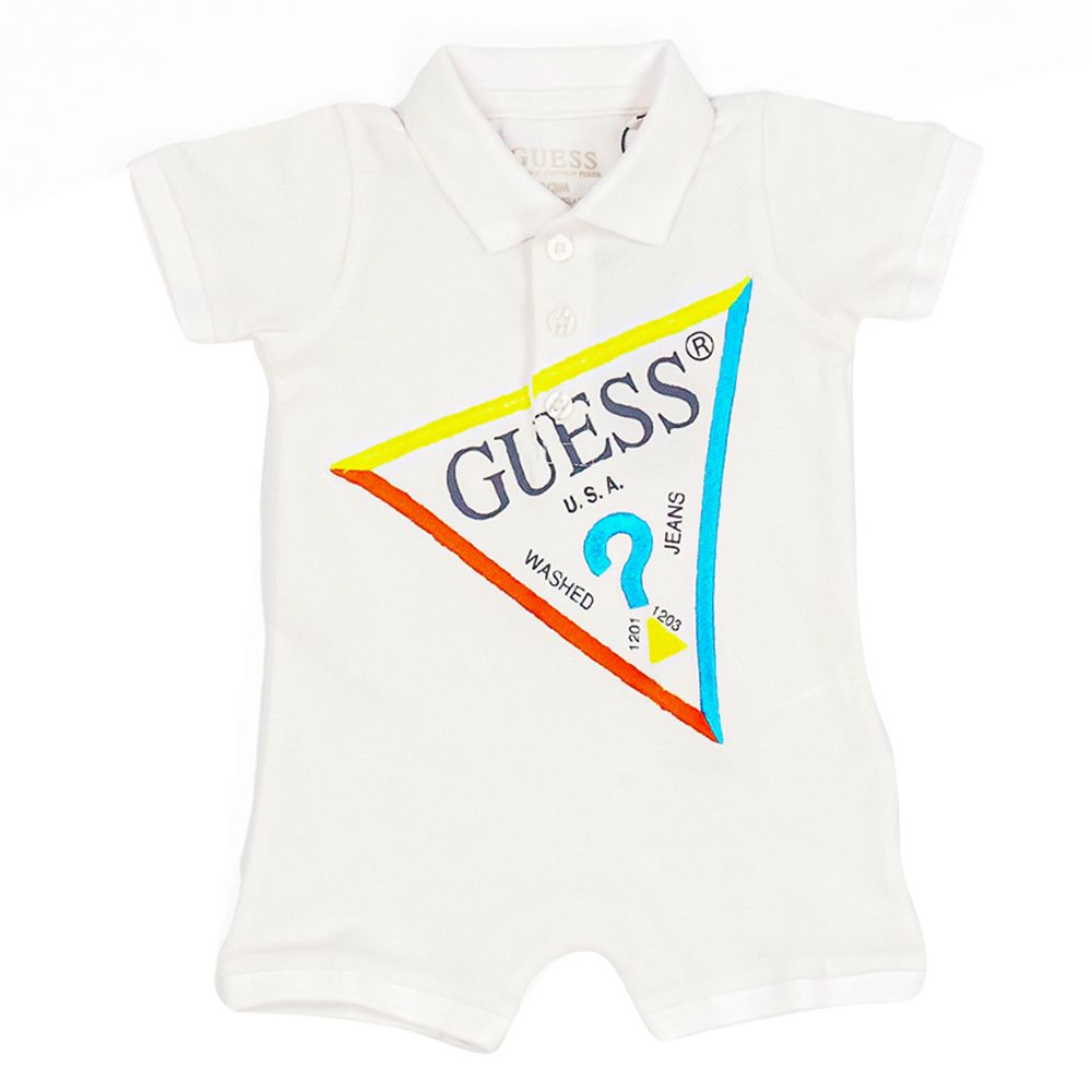 Guess - Baby Stretch Piquet Romper - White