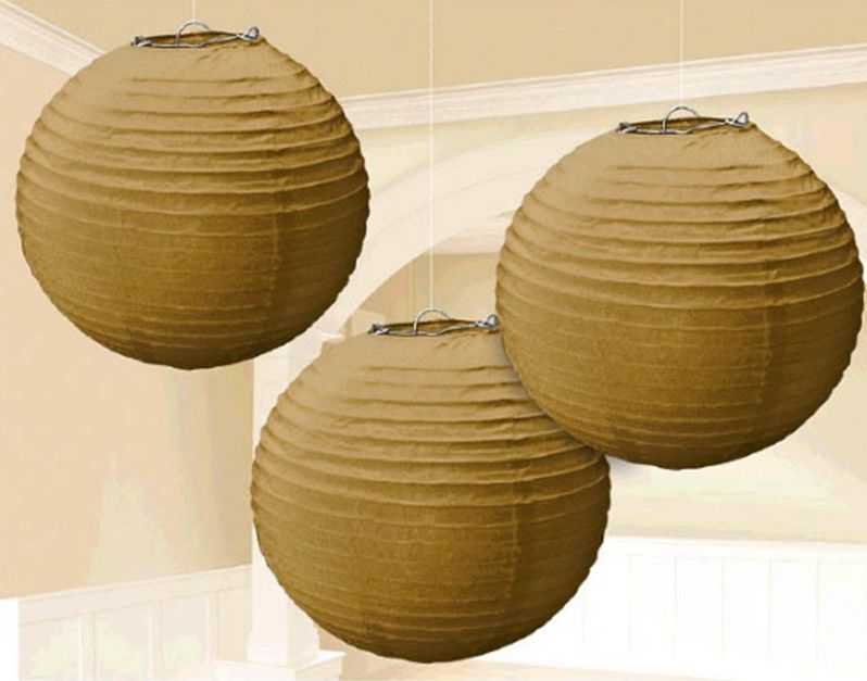 Gold Round Paper Lanterns