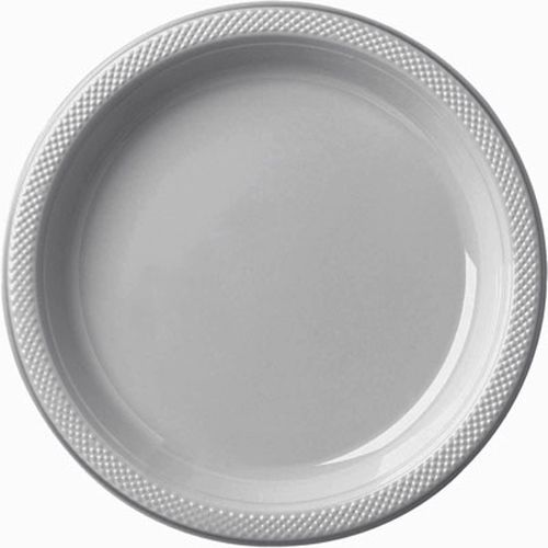 Silver Sparkle Plastic Plates 10.25in